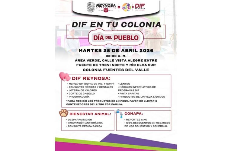Llevará DIF-Reynosa brigada de servicios gratuitos a Fuentes del Valle