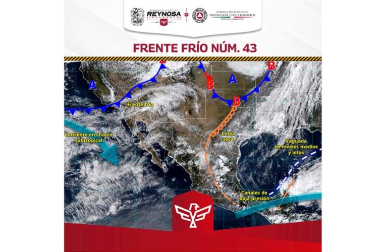 Regresa temperatura fresca y probabilidad de lluvia por Frente Frío Número 43