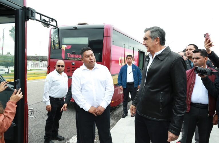 Supervisa gobernador unidades del nuevo sistema de transporte público de Tamaulipas