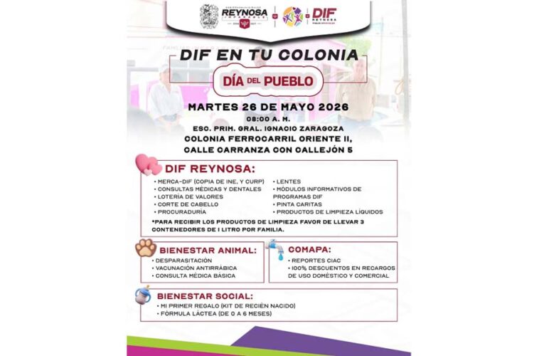 Llevará DIF-Reynosa brigada de servicios gratuitos a la colonia Ferrocarril Oriente II