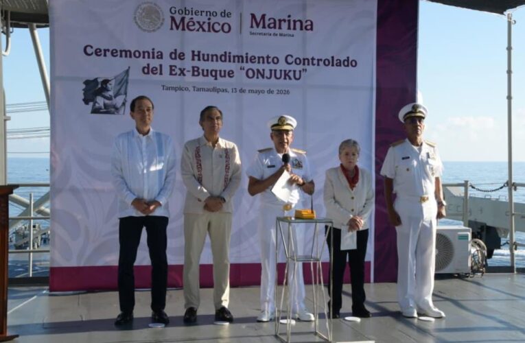Fortalecen en Tamaulipas creación de arrecifes artificiales con hundimiento del ex buque Onjuku