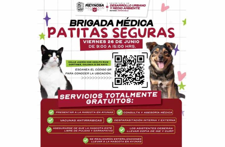 Invita Alcalde Carlos Peña Ortiz a la Brigada Médica Veterinaria Patitas Seguras en la 10 de Mayo