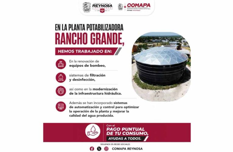 Impulsa COMAPA mejoras en la planta potabilizadora Rancho Grande