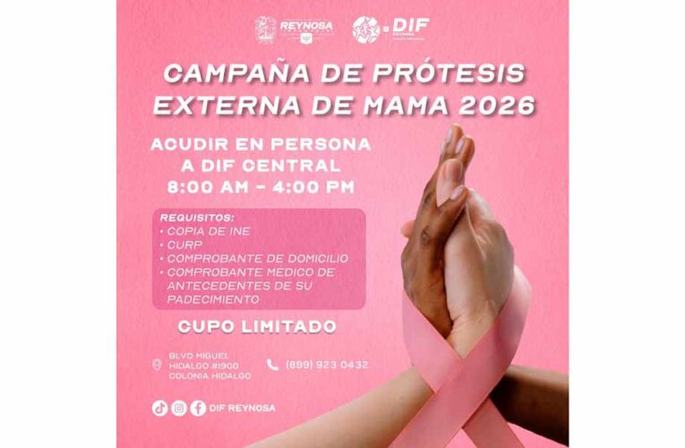 Invita DIF-Reynosa a mujeres a registrarse en la Campaña de Prótesis Externa de Mama