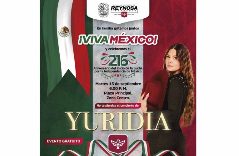 ¿Estás listo para dar El Grito? Te esperamos mañana en la presentación de Yuridia en la plaza principal Miguel Hidalgo