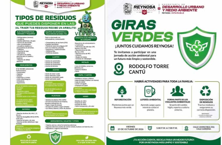 Anuncia Gobierno de Reynosa Giras Verdes en la colonia Rodolfo Torre Cantú