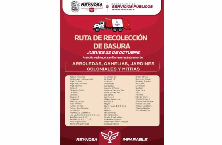 Invita Gobierno de Reynosa a disponer basura doméstica para su recolección