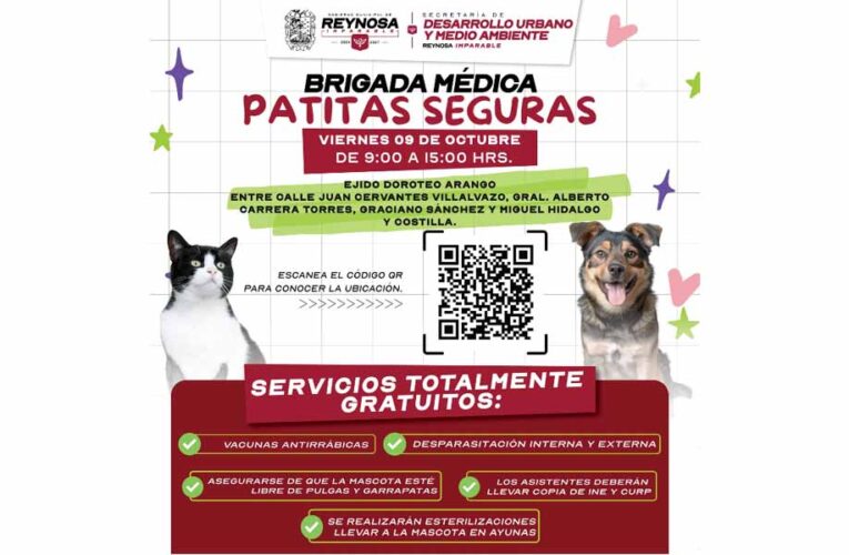 Llevará brigada Patitas Seguras atención gratuita al Ejido Doroteo Arango